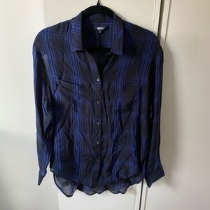 Madewell Navy and Black Plaid Button Down Shirt